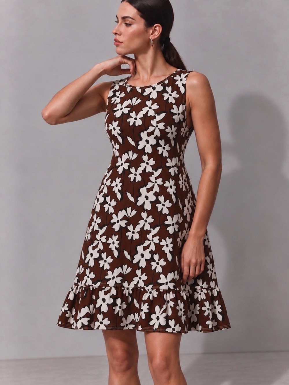 LAFAYETTE 148 Magnolia Linen Silk Floral Ruffle Dress Size L